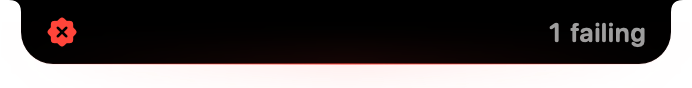 The CI wing beside the notch: a red seal and “1 failing”